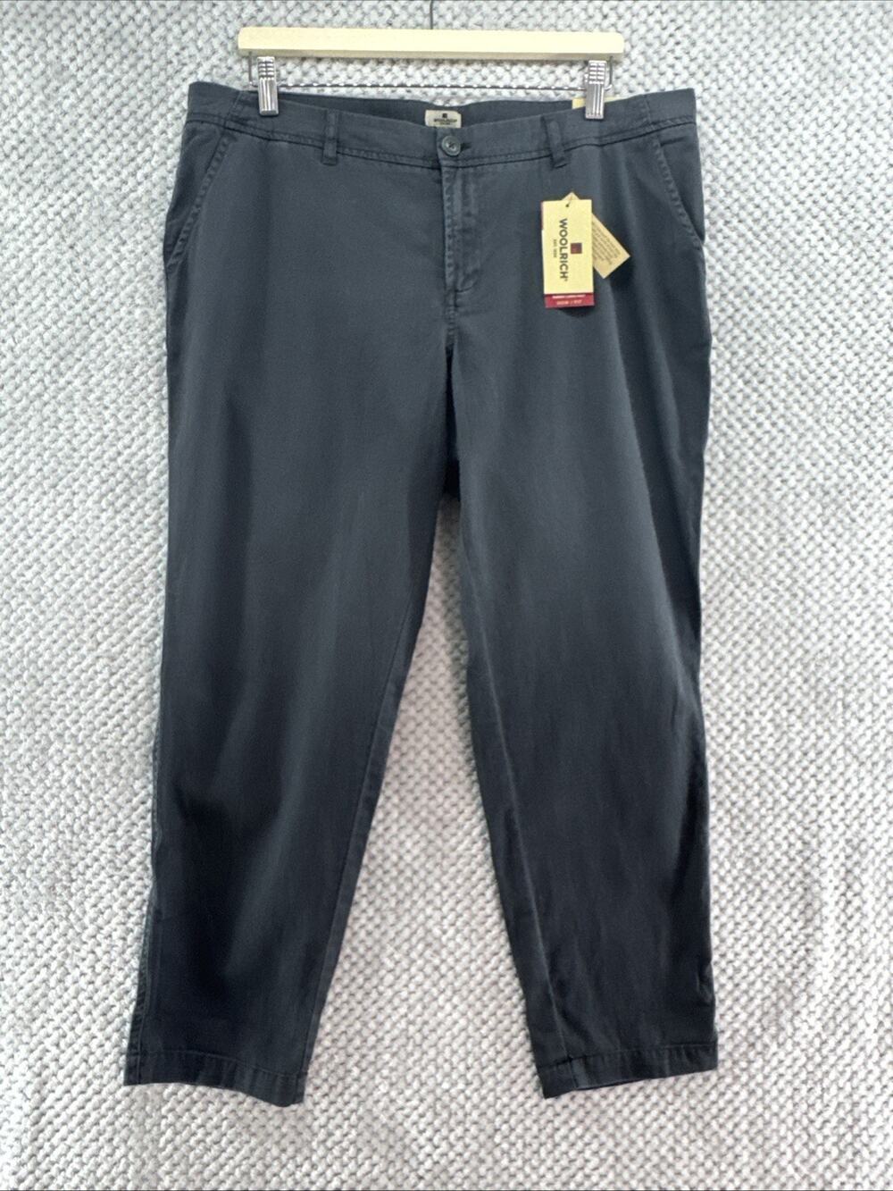 Woolrich Sunday Chino Pants Womens 14 Dark Coal Gray Cotton Mid Rise New Casual